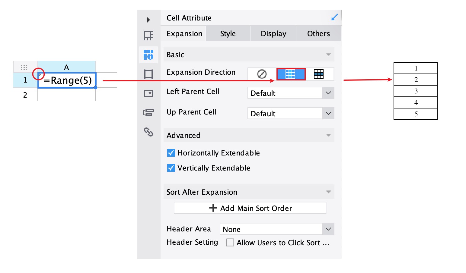 Expand Horizontal Expansion Introduction-FineReport Help Document