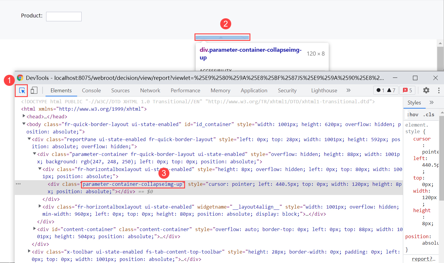 Hiding the Small Arrow of the Parameter Panel-FineReport Help Document