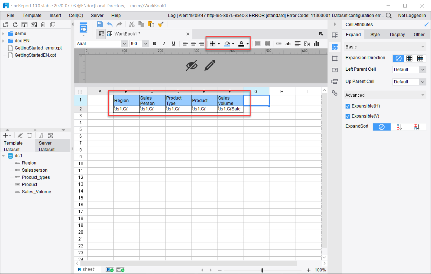 Excel Export Attributes-FineReport Help Document