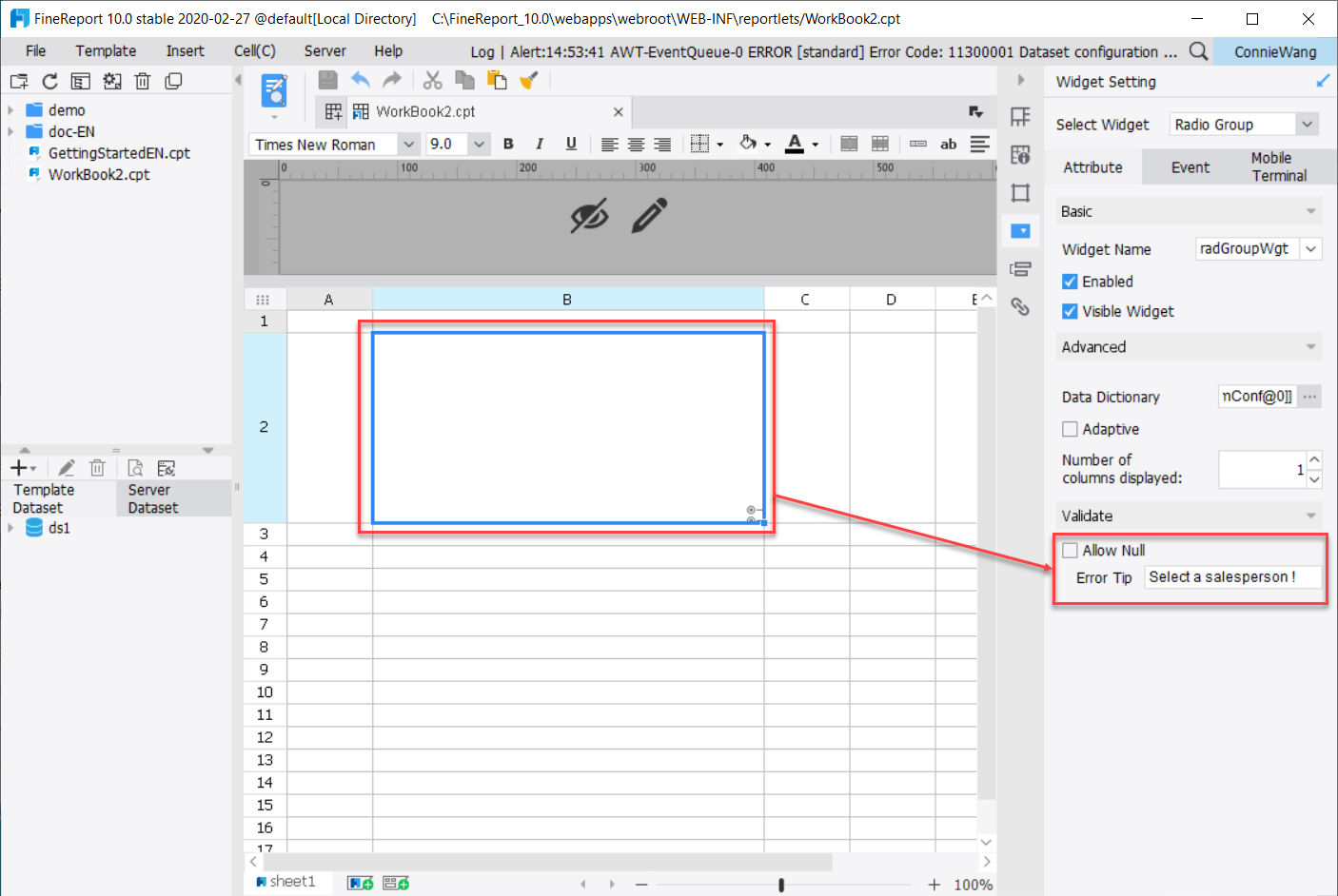 Radio Button Group Widget-FineReport Help Document