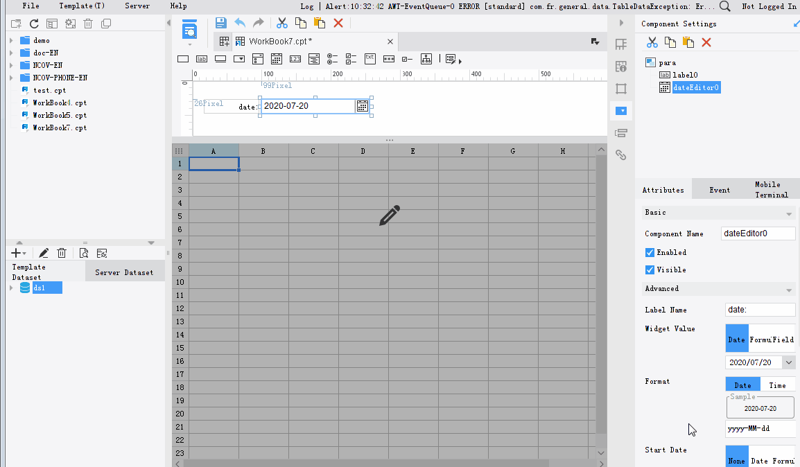 Date and Time Widget-FineReport Help Document