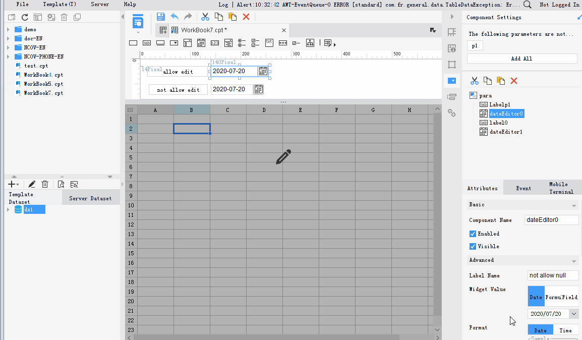 Date and Time Widget-FineReport Help Document