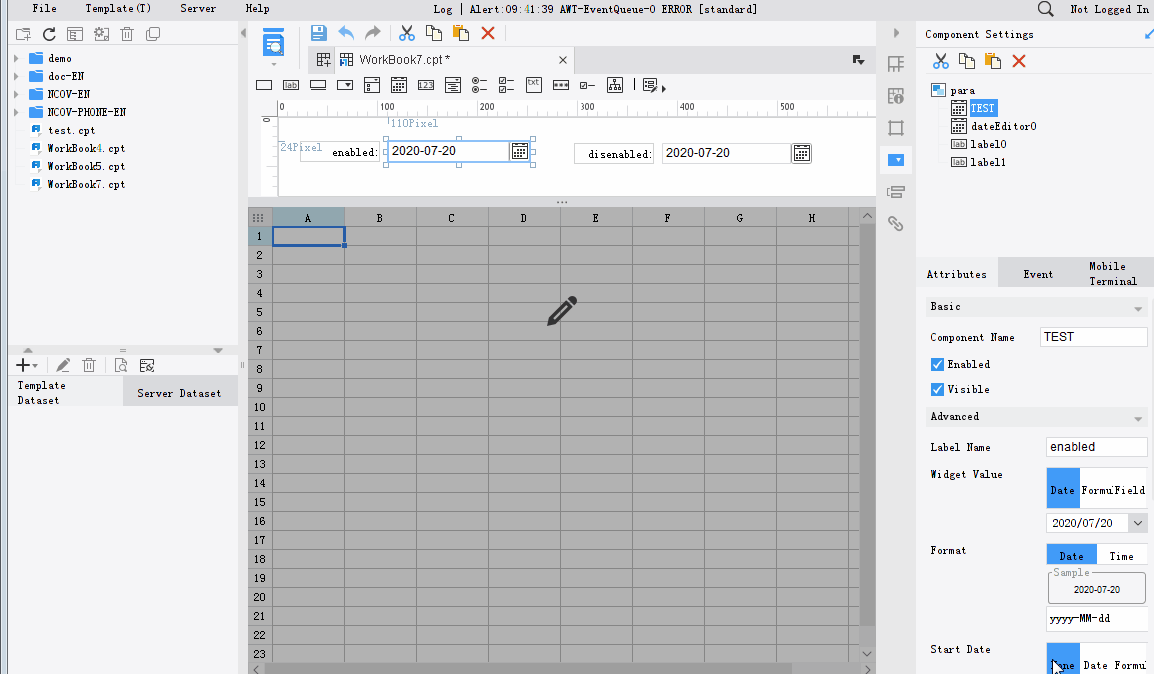 Date and Time Widget-FineReport Help Document