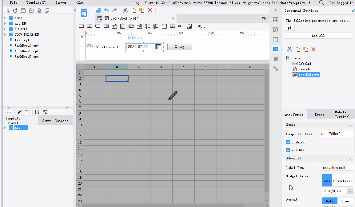 Date and Time Widget-FineReport Help Document