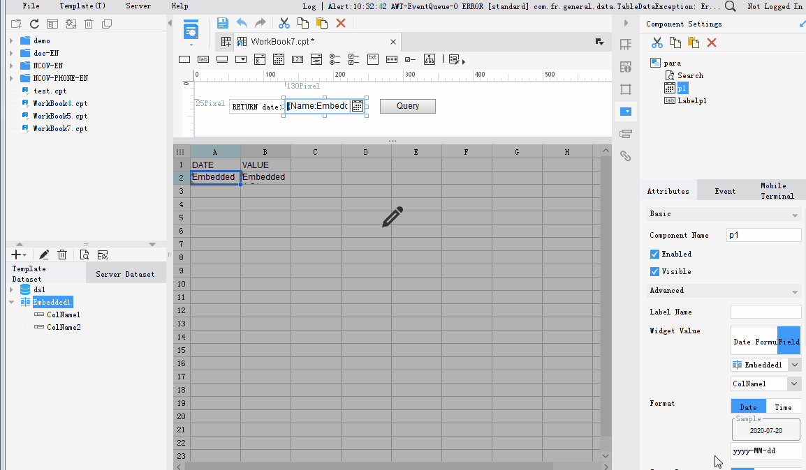 Date and Time Widget-FineReport Help Document