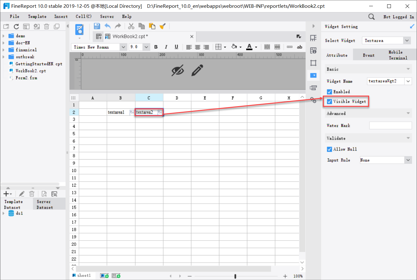 Report Text Area Widget-FineReport Help Document