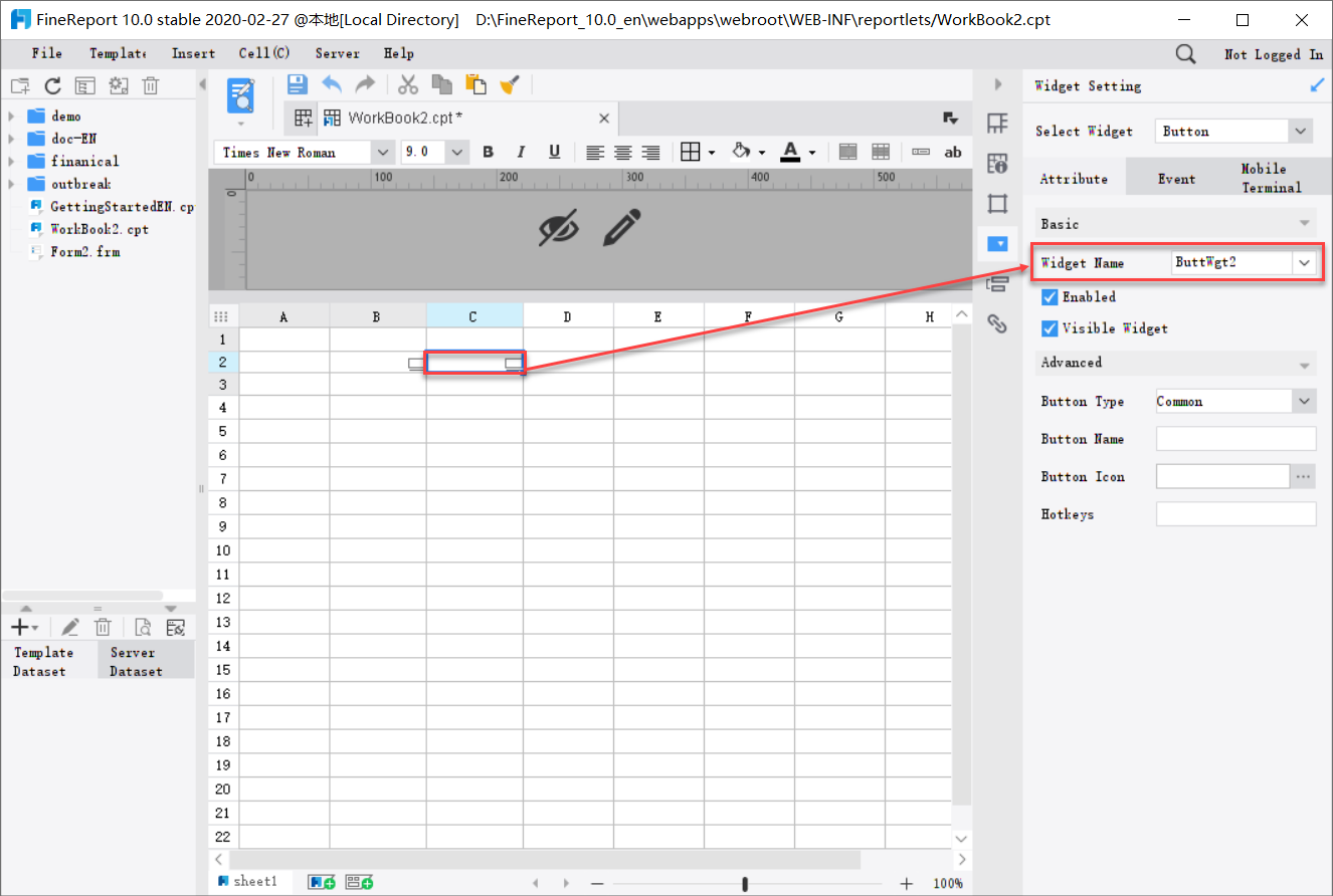 Report Button Widget-FineReport Help Document