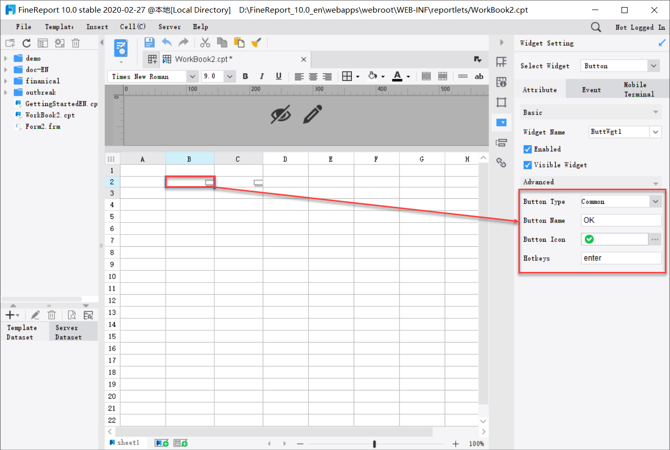 Report Button Widget-FineReport Help Document