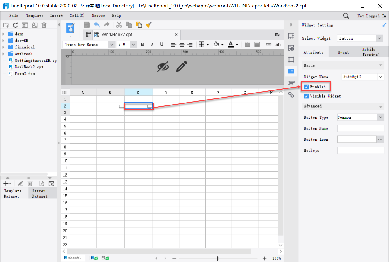 Report Button Widget-FineReport Help Document