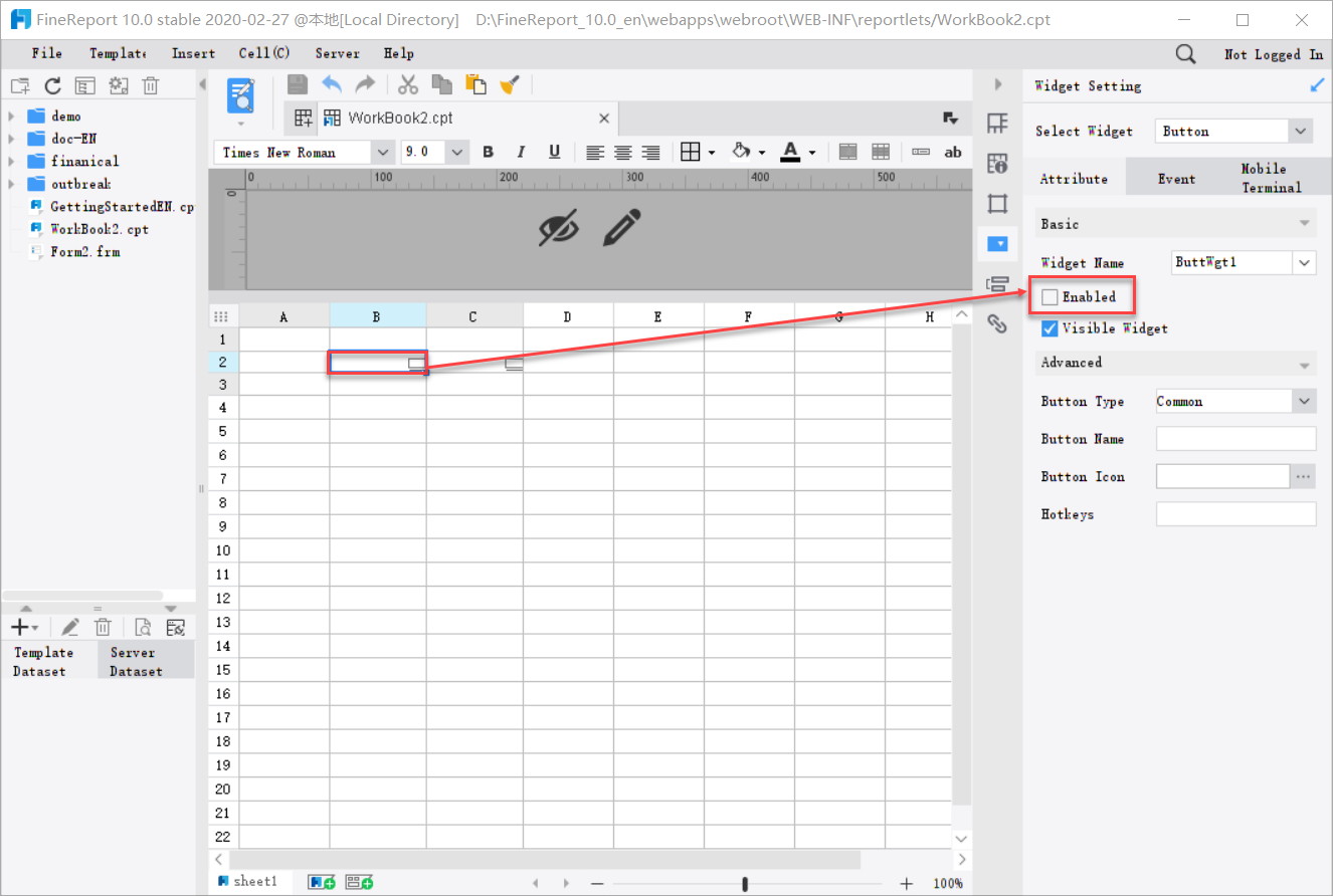 Report Button Widget-FineReport Help Document