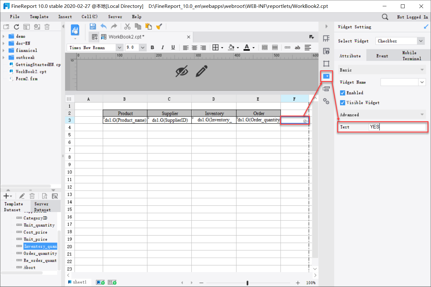 Report Checkbox Widget-FineReport Help Document