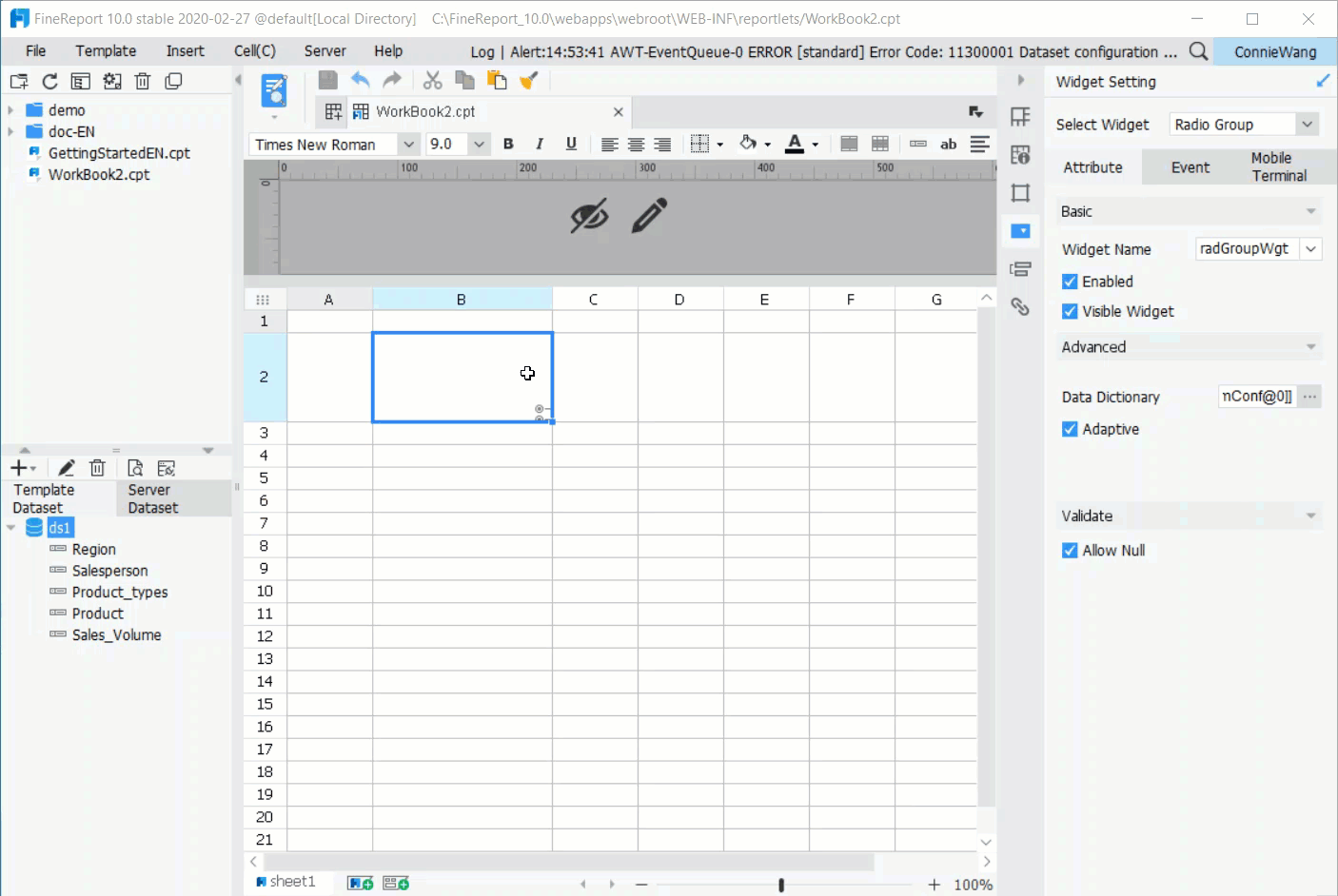 Report Radio Button Group Widget-FineReport Help Document