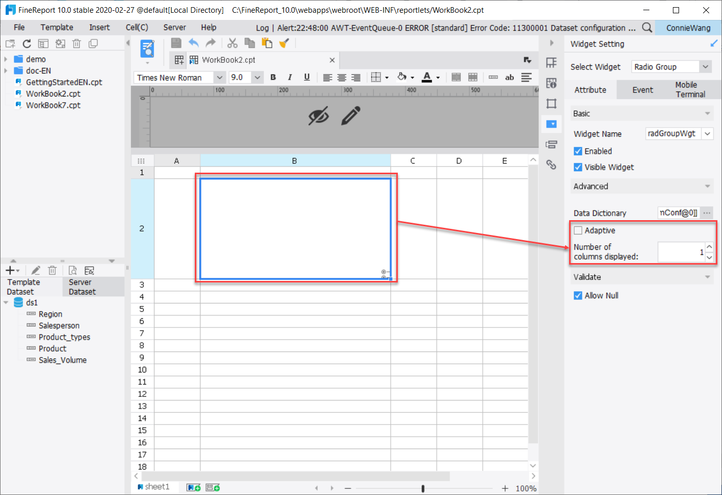 Report Radio Button Group Widget-FineReport Help Document