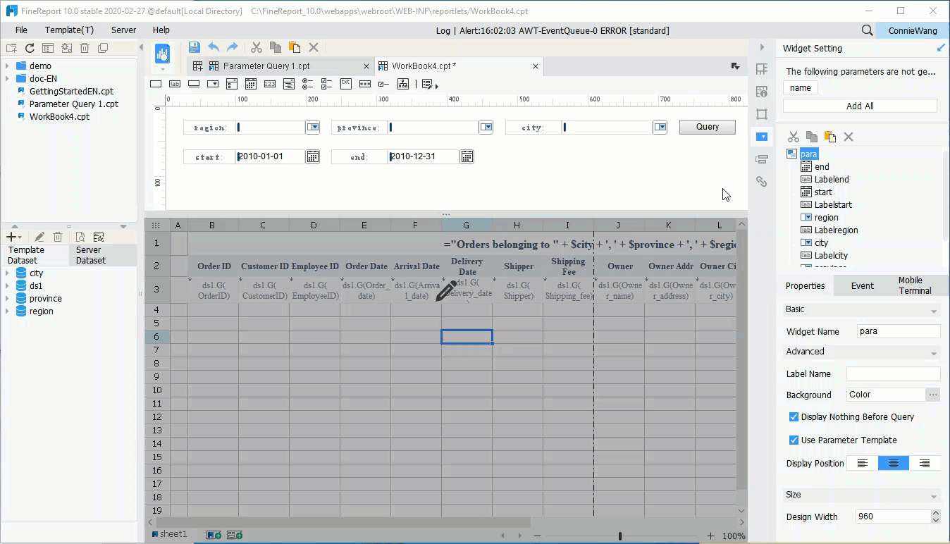 Fuzzy Query Common Parameter Application-FineReport Help Document