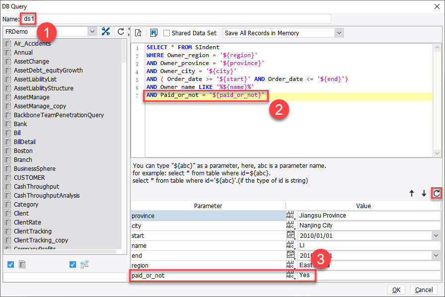 Common Parameter Application-FineReport Help Document