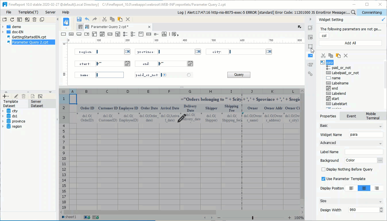 Common Parameter Application-FineReport Help Document