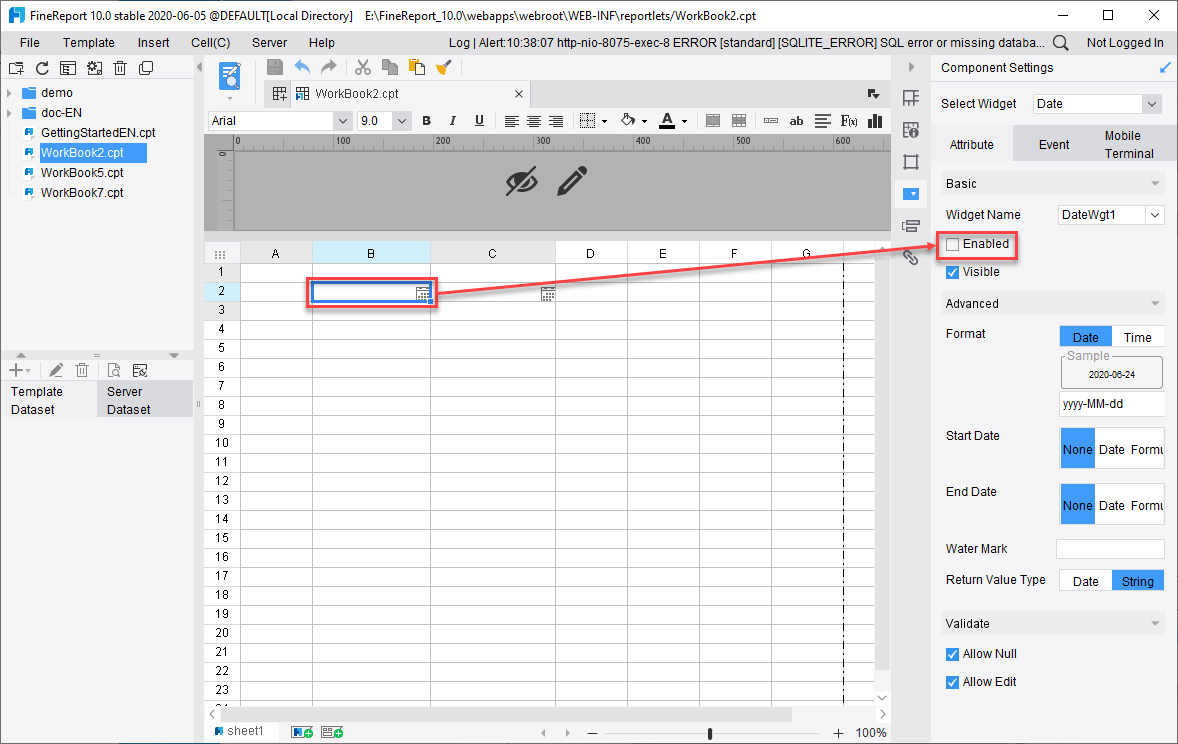 Report Date and Time Widget-FineReport Help Document