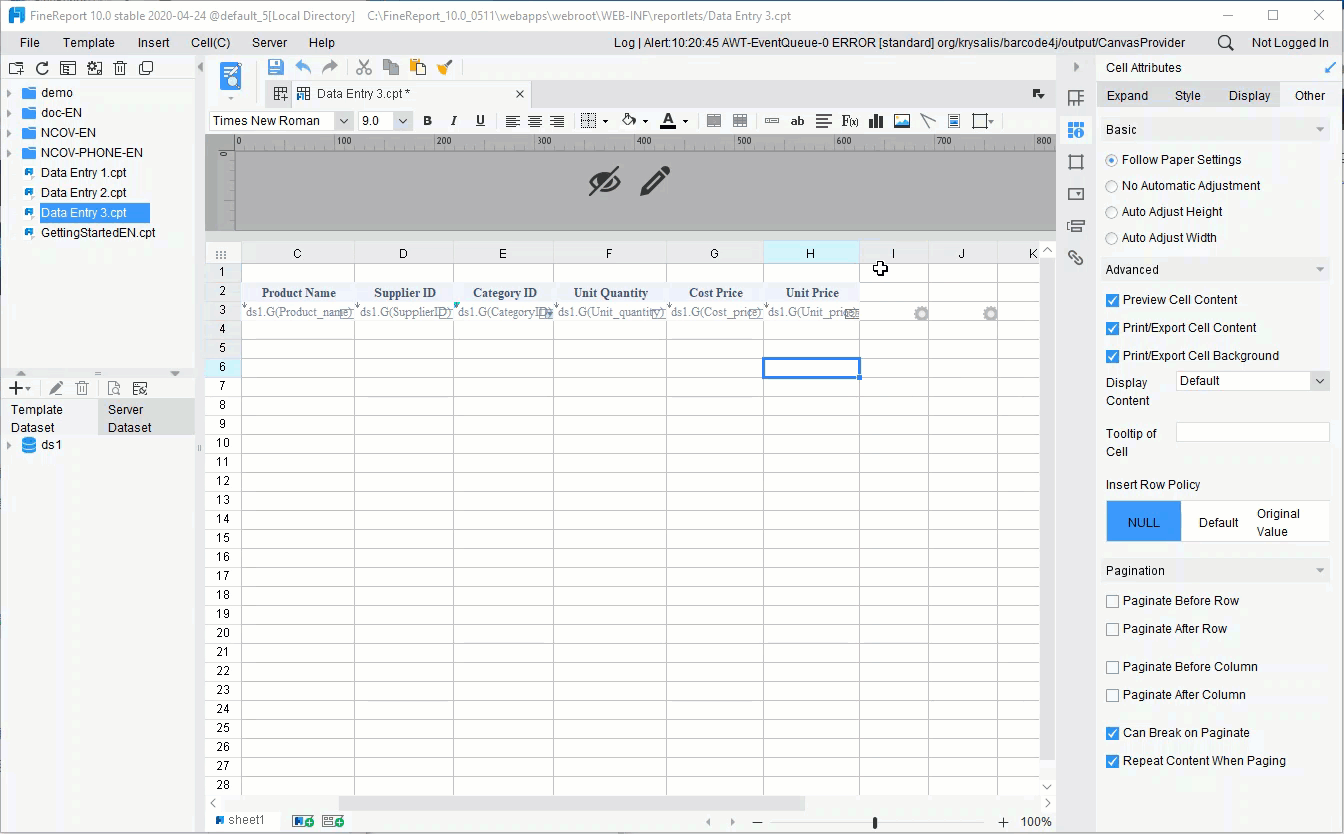 Row based Data Entry FineReport Help Document