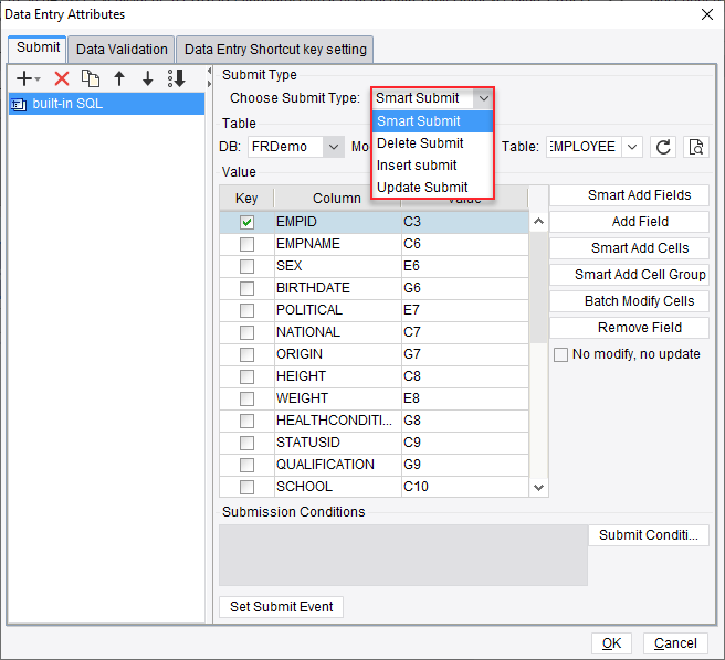 Data Entry Attributes-FineReport Help Document