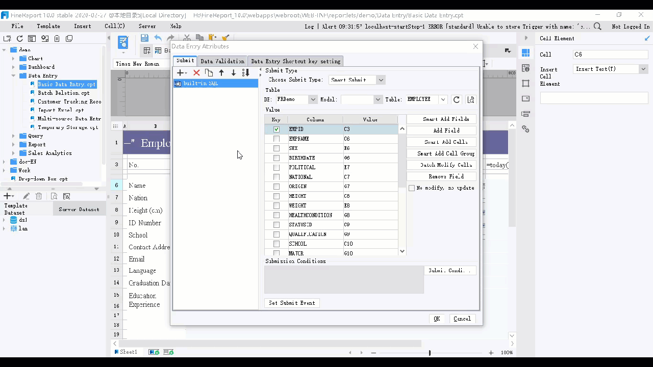 Data Entry Attributes-FineReport Help Document