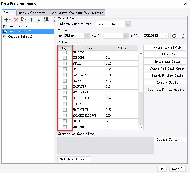 Data Entry Attributes-FineReport Help Document