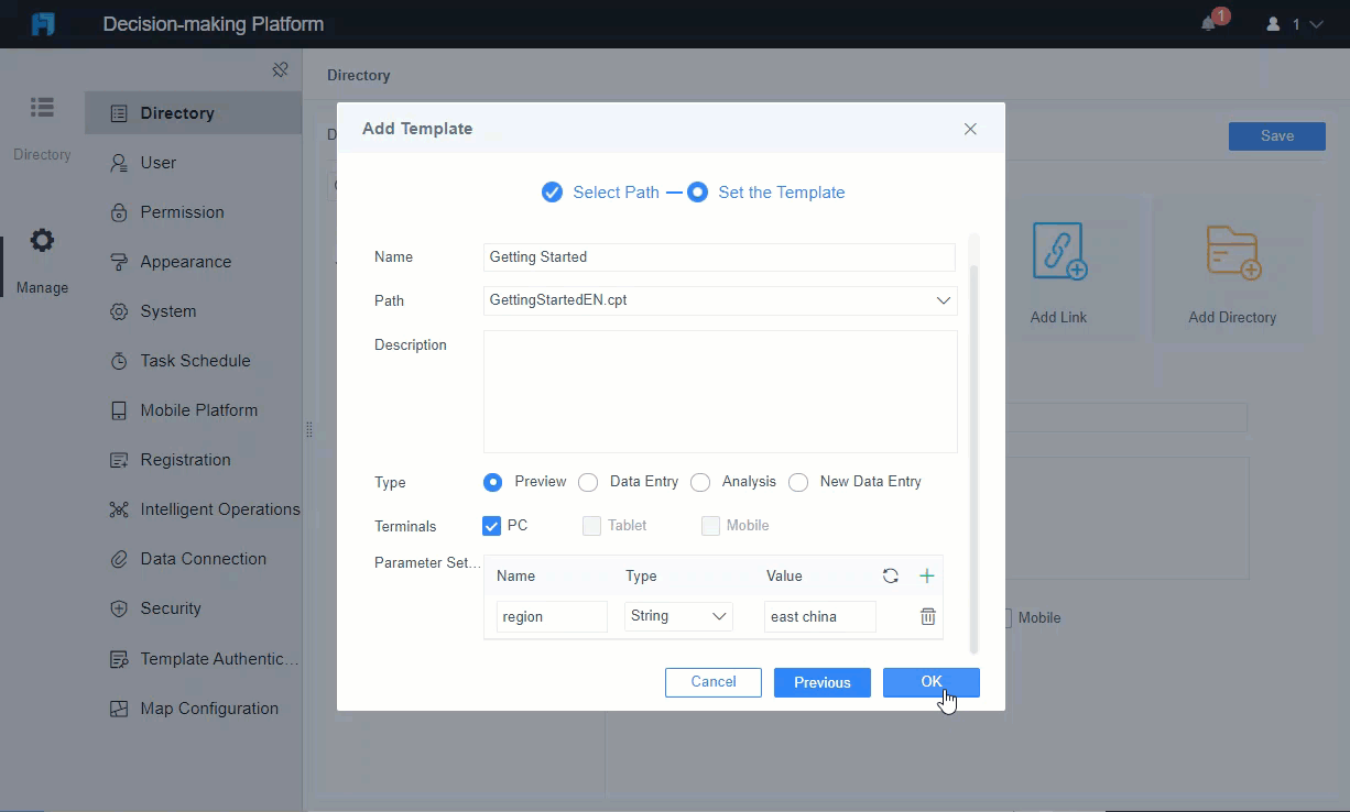 Add Content to Platform Directory-FineReport Help Document