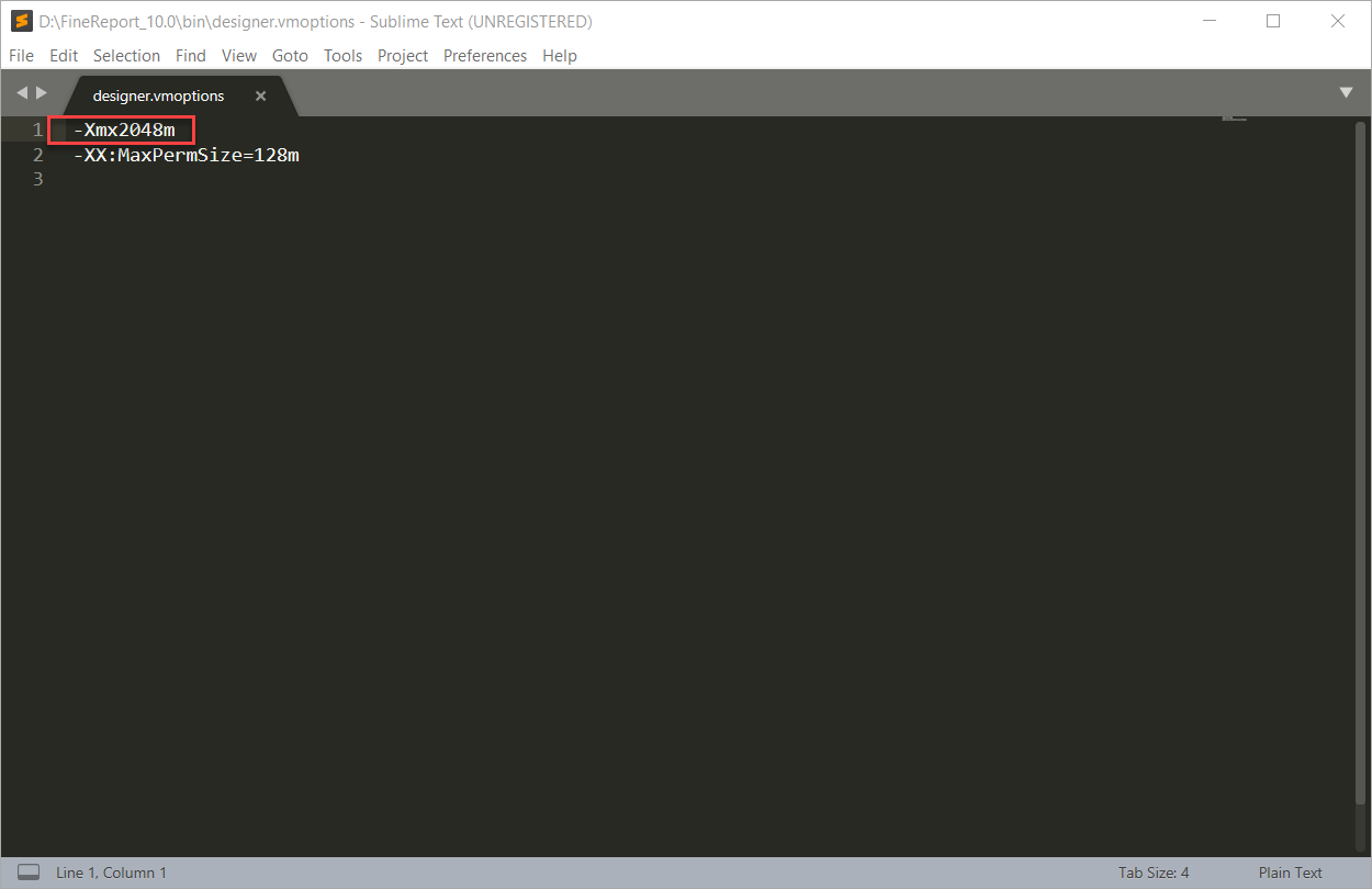 Report Designer Memory Settings-FineReport Help Document