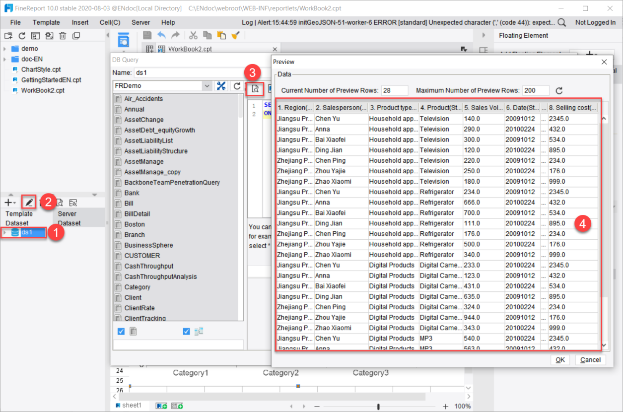 Dataset as Chart Data Source-FineReport Help Document