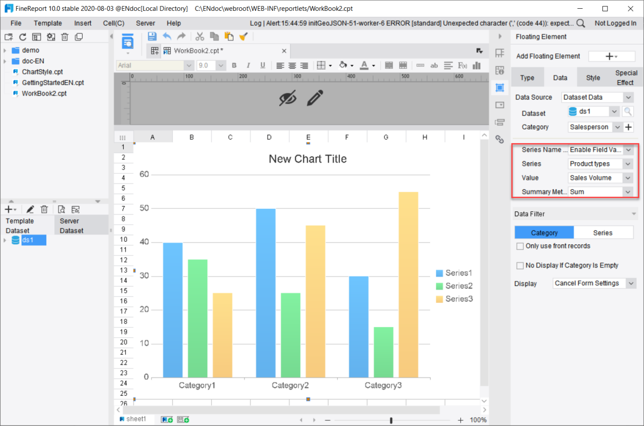 Dataset as Chart Data Source-FineReport Help Document