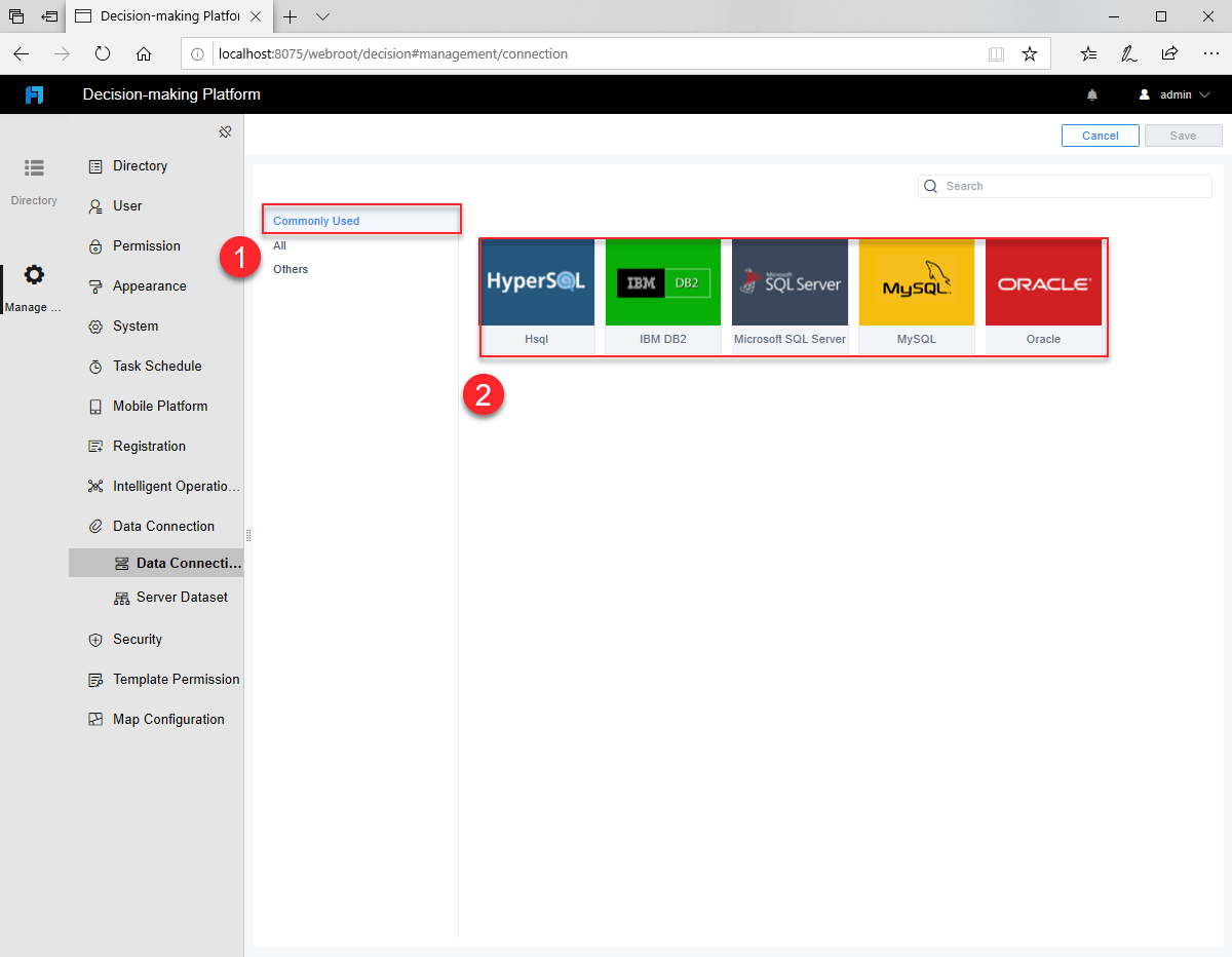 Data Connection at Platform-FineReport Help Document