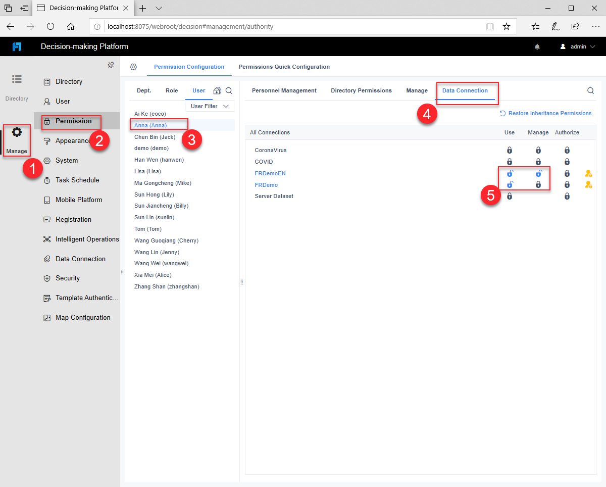 Data Connection Authorization-FineReport Help Document