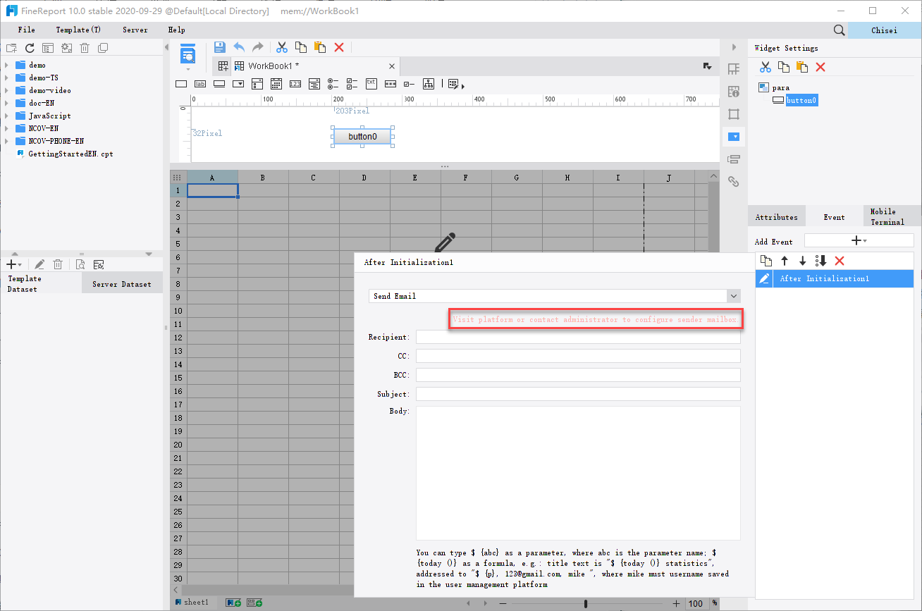 イベントレスポンスのタイプ- FineReport Help Document