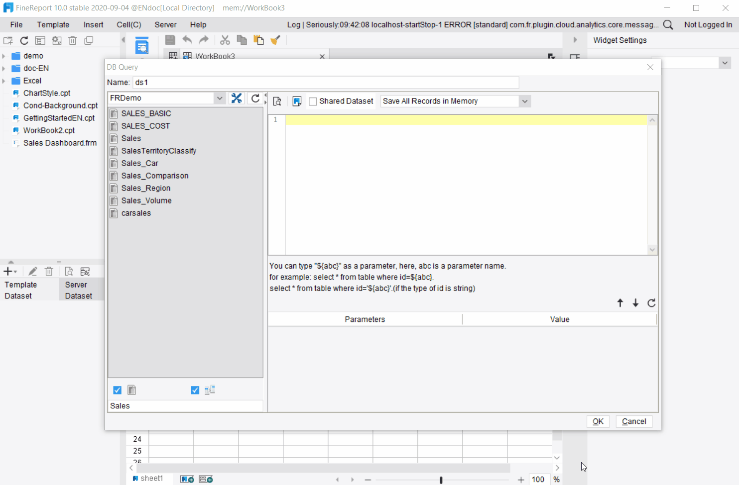 Database Query-FineReport Help Document