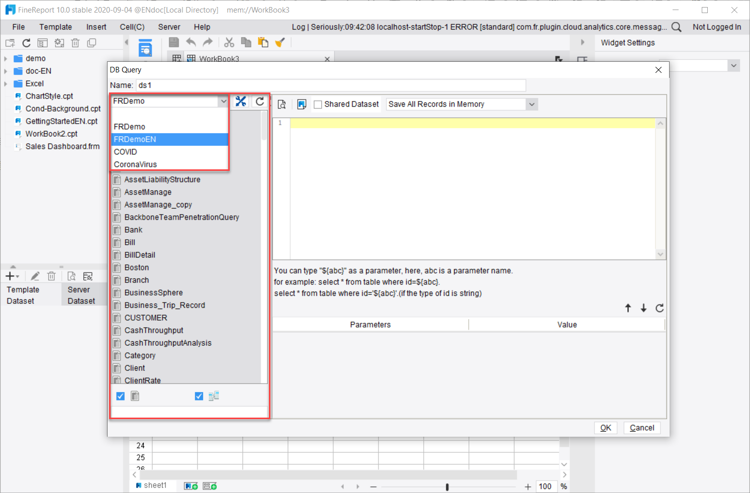 Database Query-FineReport Help Document