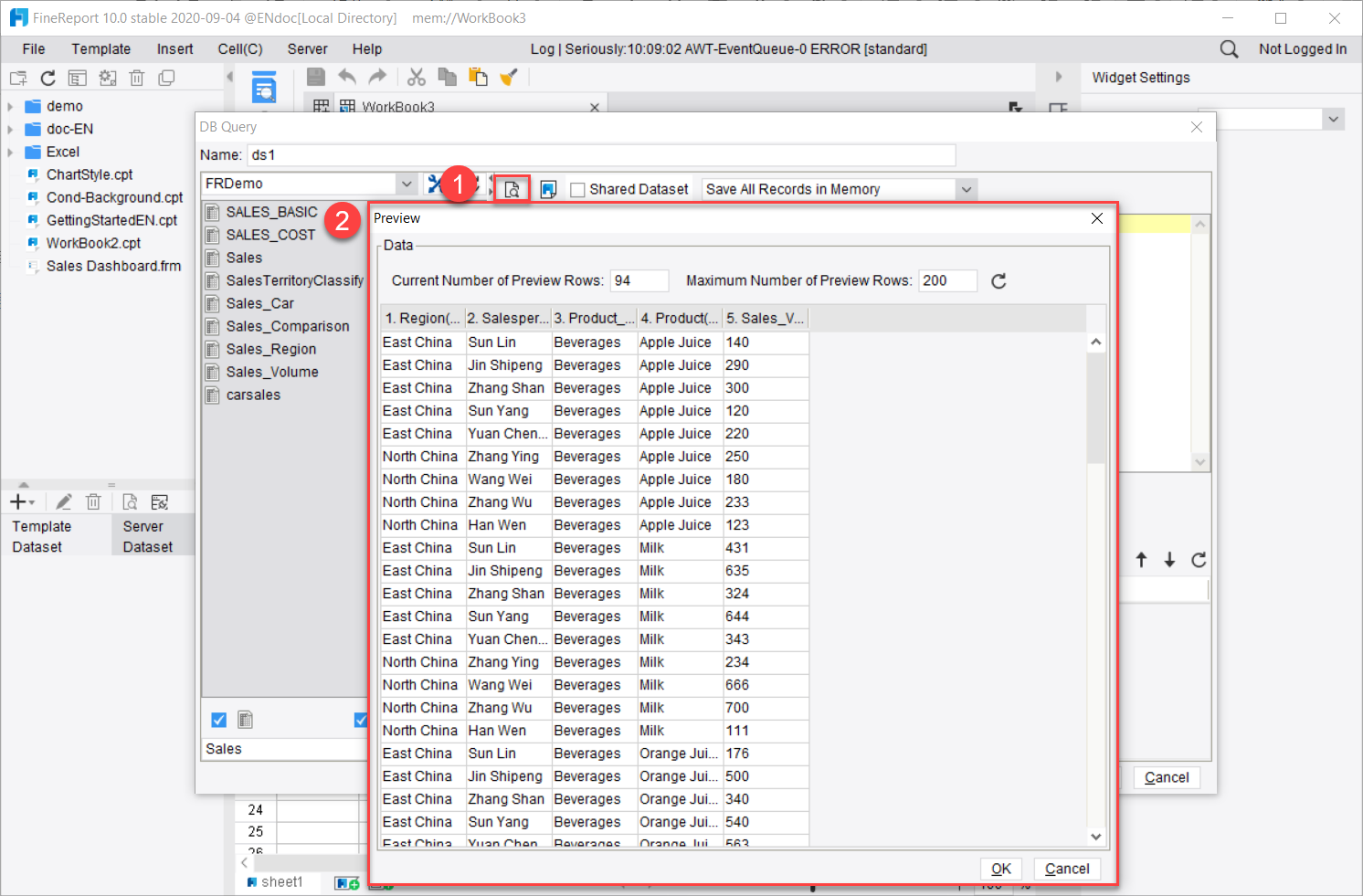 Database Query-FineReport Help Document