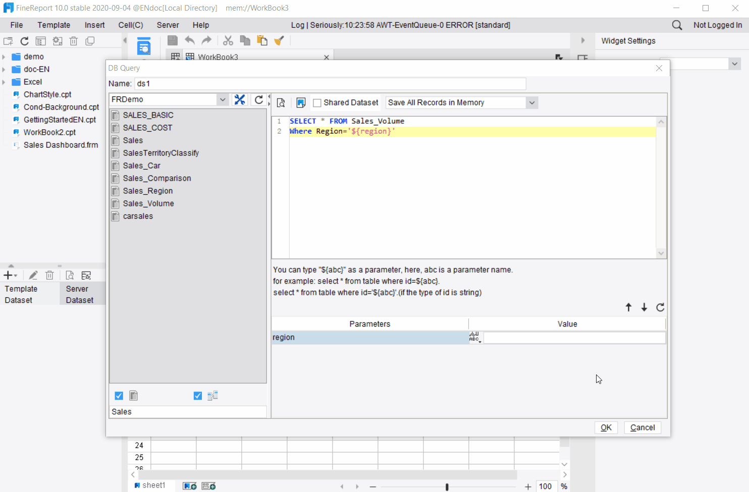 Database Query-FineReport Help Document