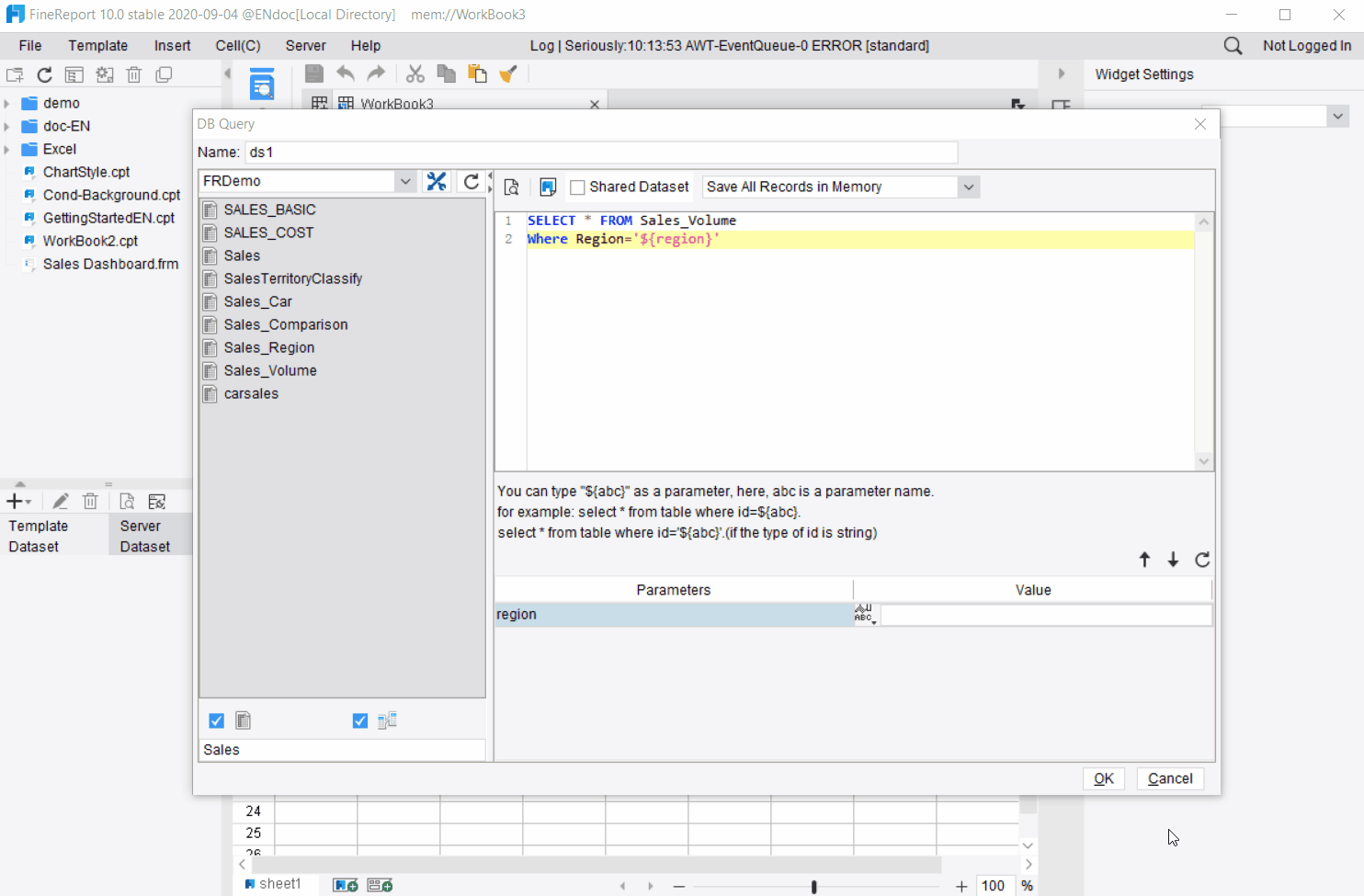 Database Query-FineReport Help Document