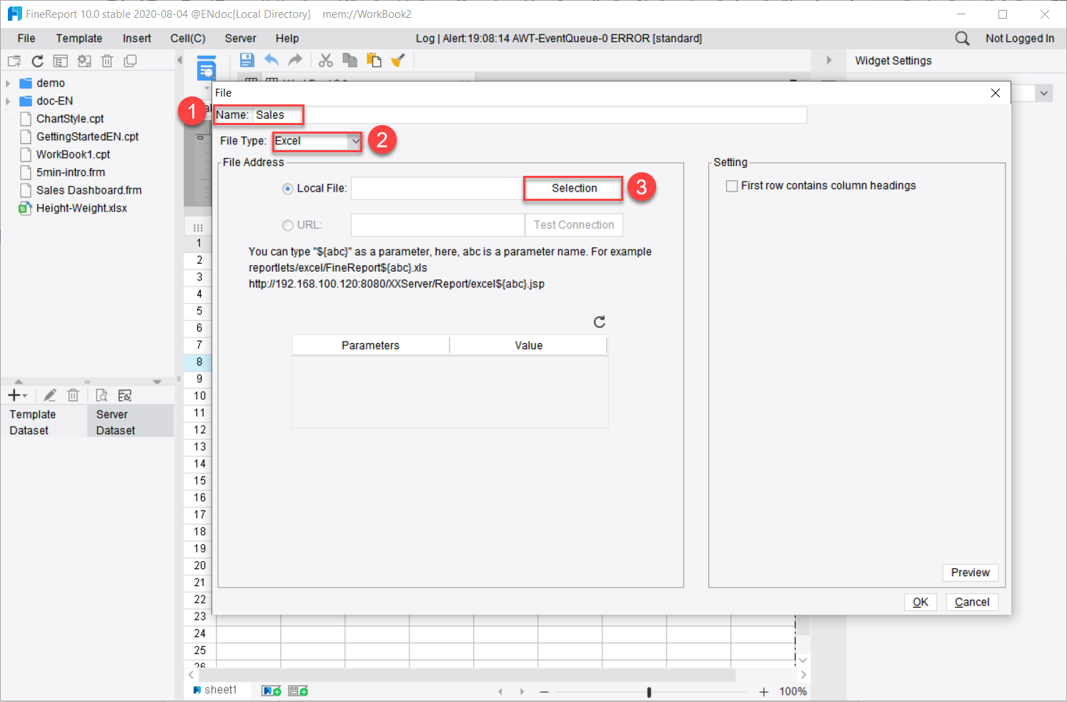 Excel Dataset-FineReport Help Document
