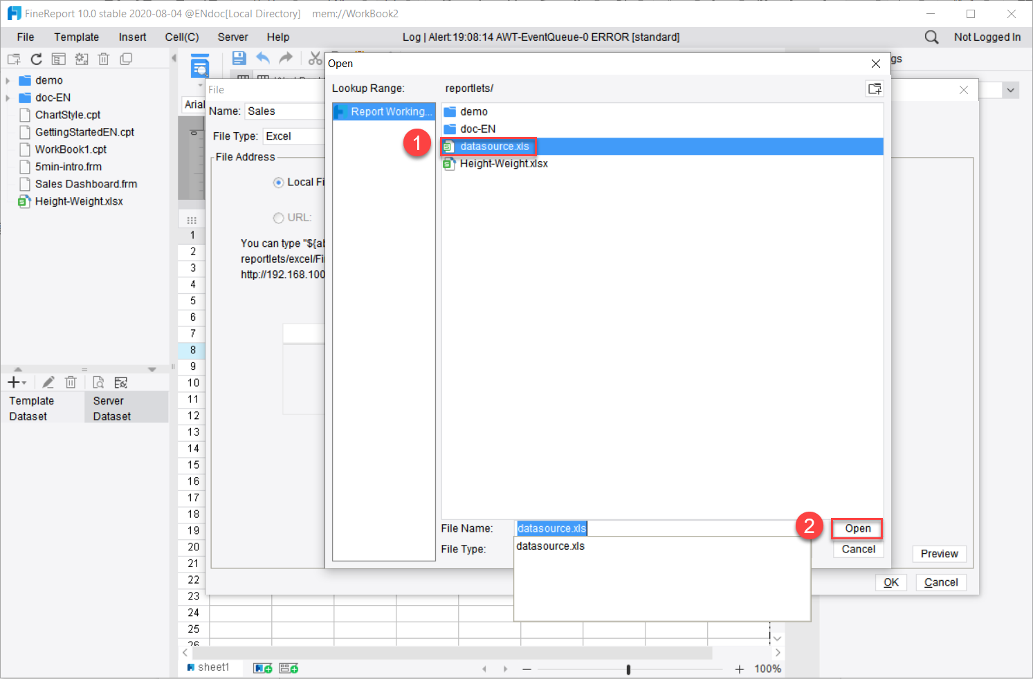 Feature Dataset Excel Form Excel Dataset-FineReport Help Document