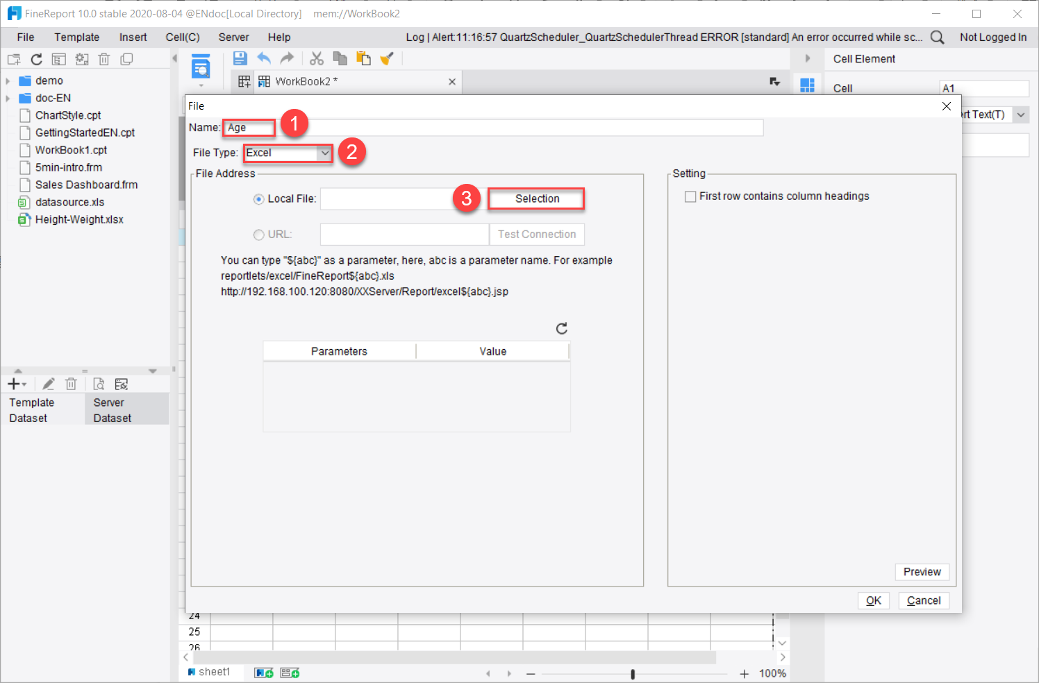 Excel Dataset-FineReport Help Document