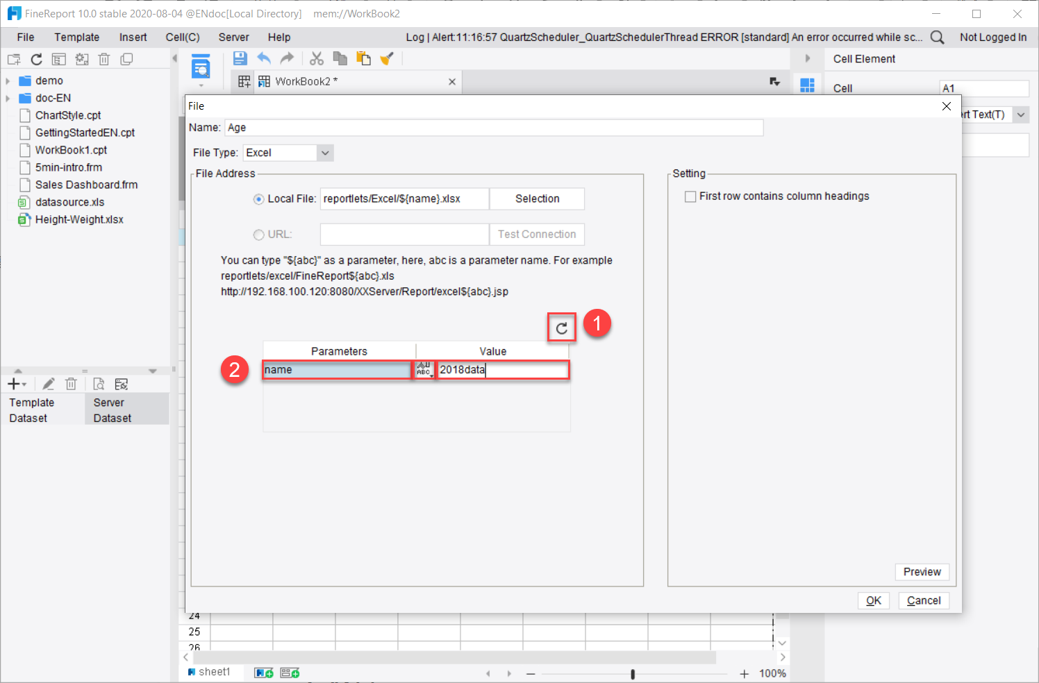 Excel Dataset-FineReport Help Document