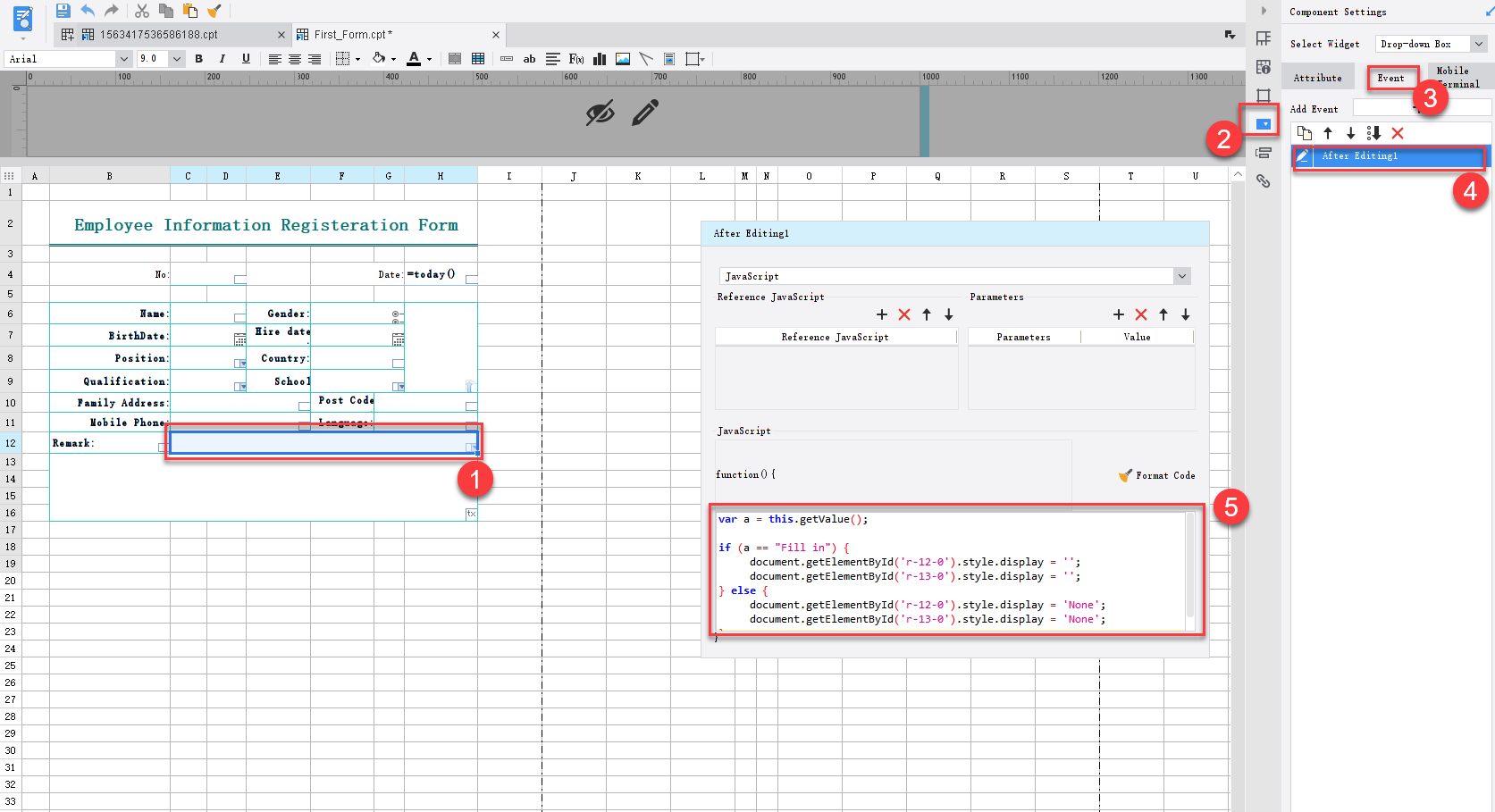 JS realizes dynamic display/hiding of rows-FineReport Help Document