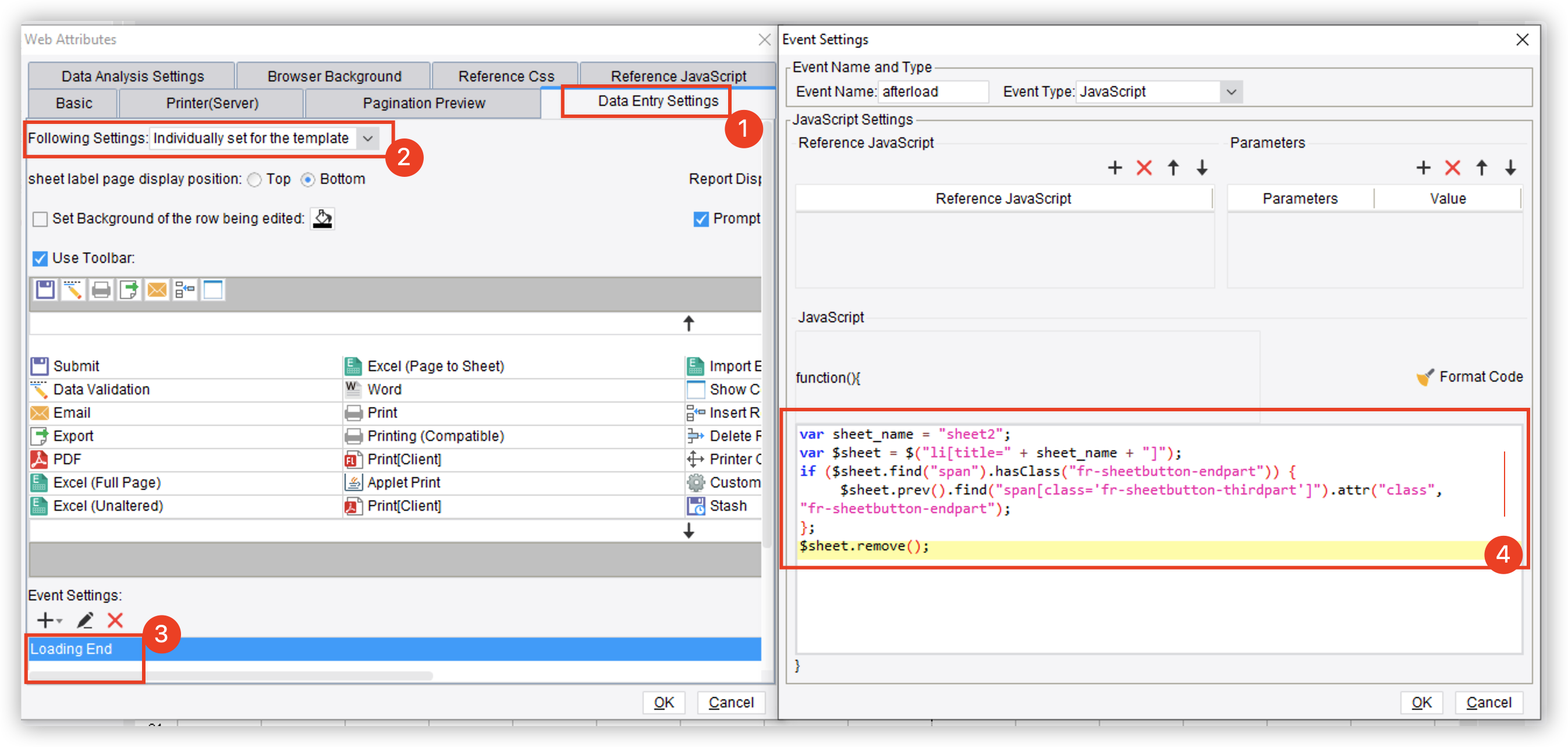 JS sheetページを隠す- FineReport Help Document