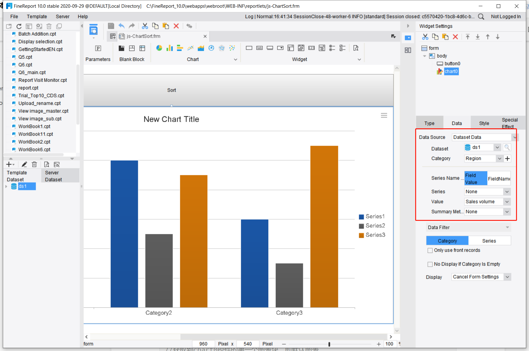 Chart data sorting-FineReport Help Document