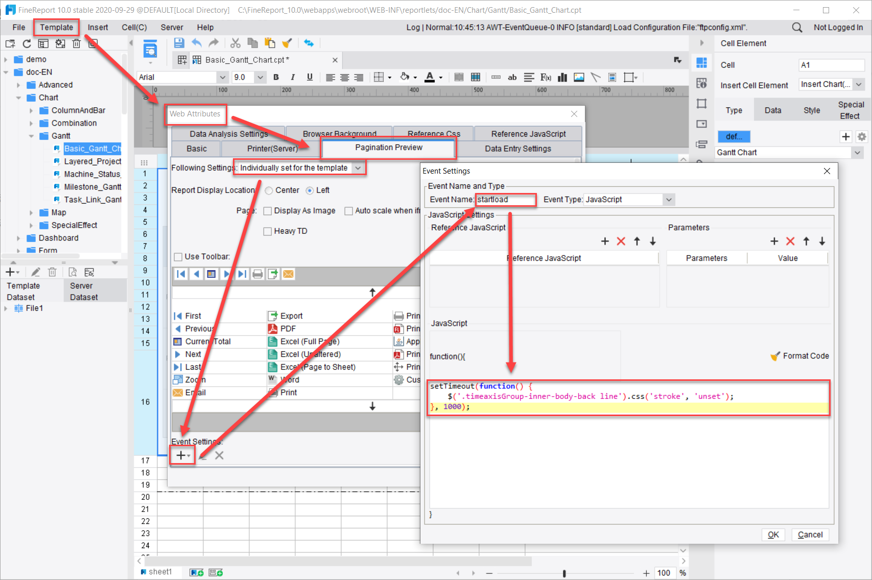 JS ガントチャート格子を隠す- FineReport Help Document