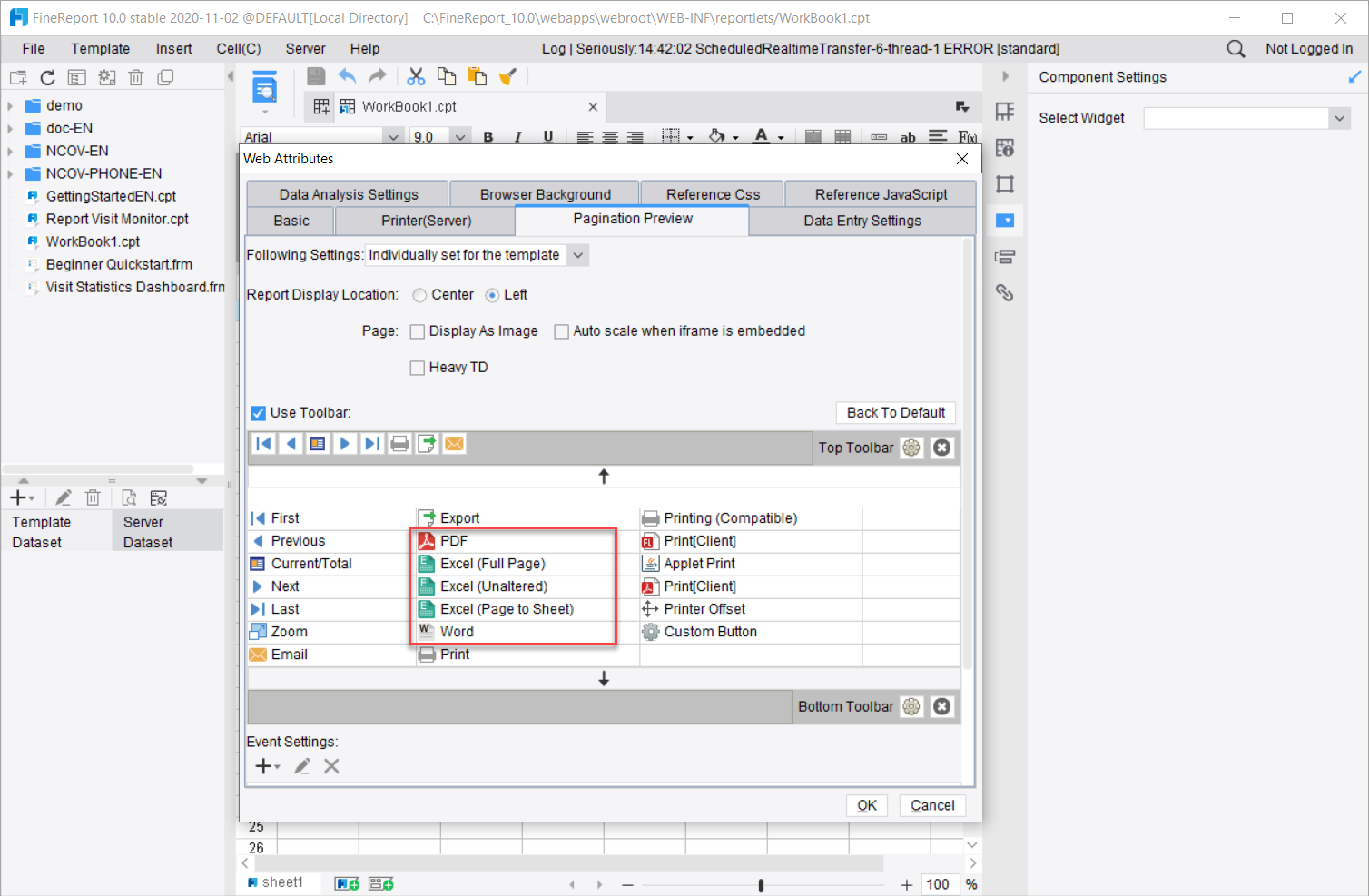 Report Toolbar-FineReport Help Document