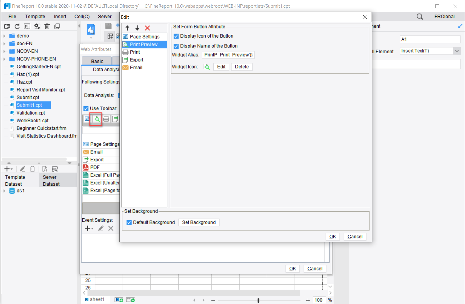 Report Toolbar-FineReport Help Document