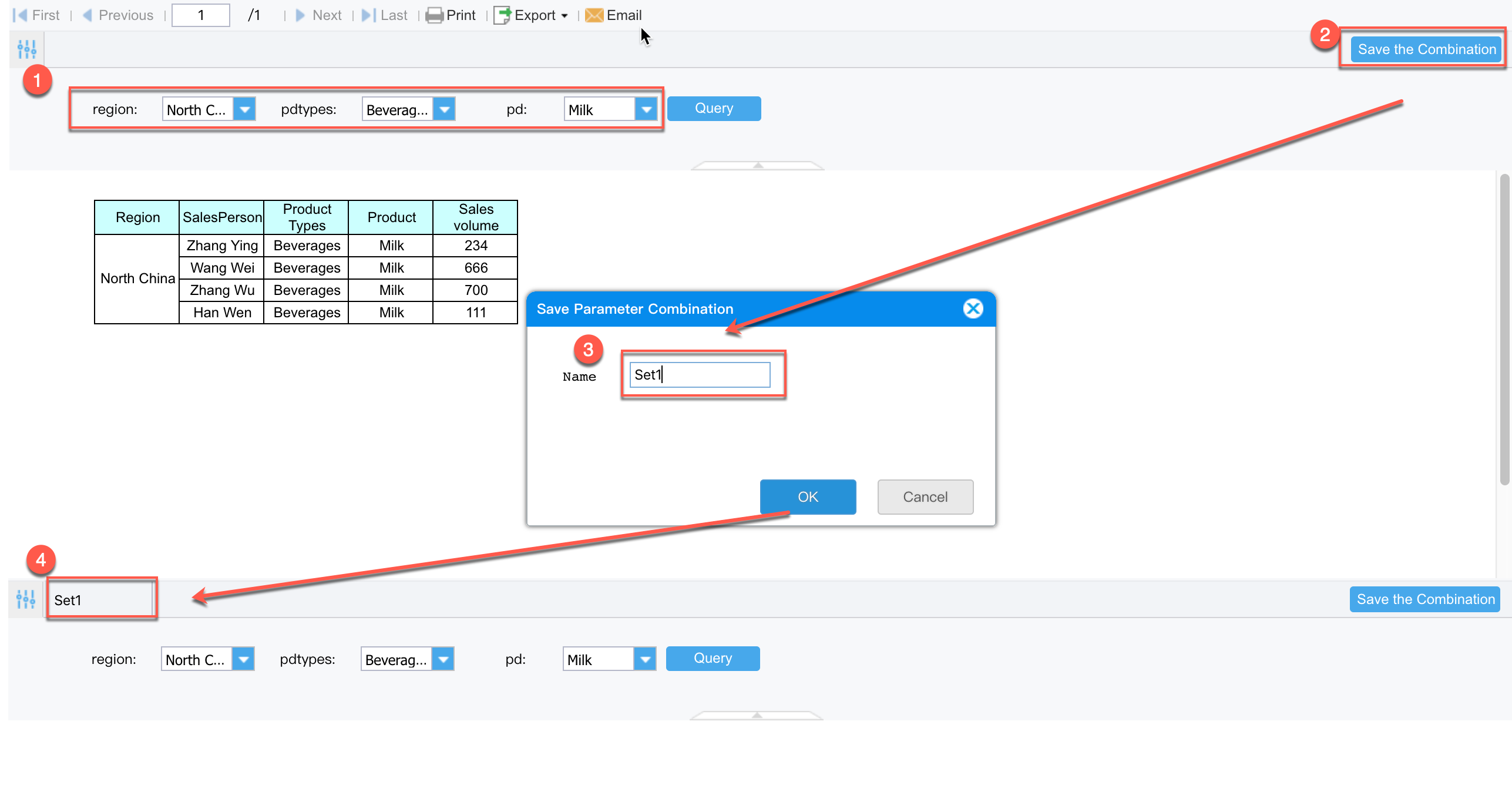 Common Template Parameter Combination-FineReport Help Document
