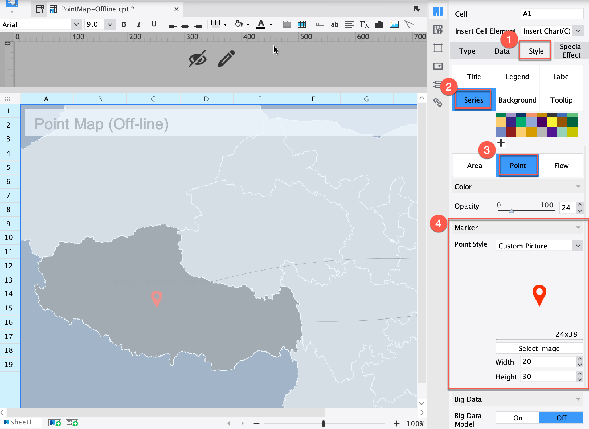 オフラインポイント地図- FineReport Help Document