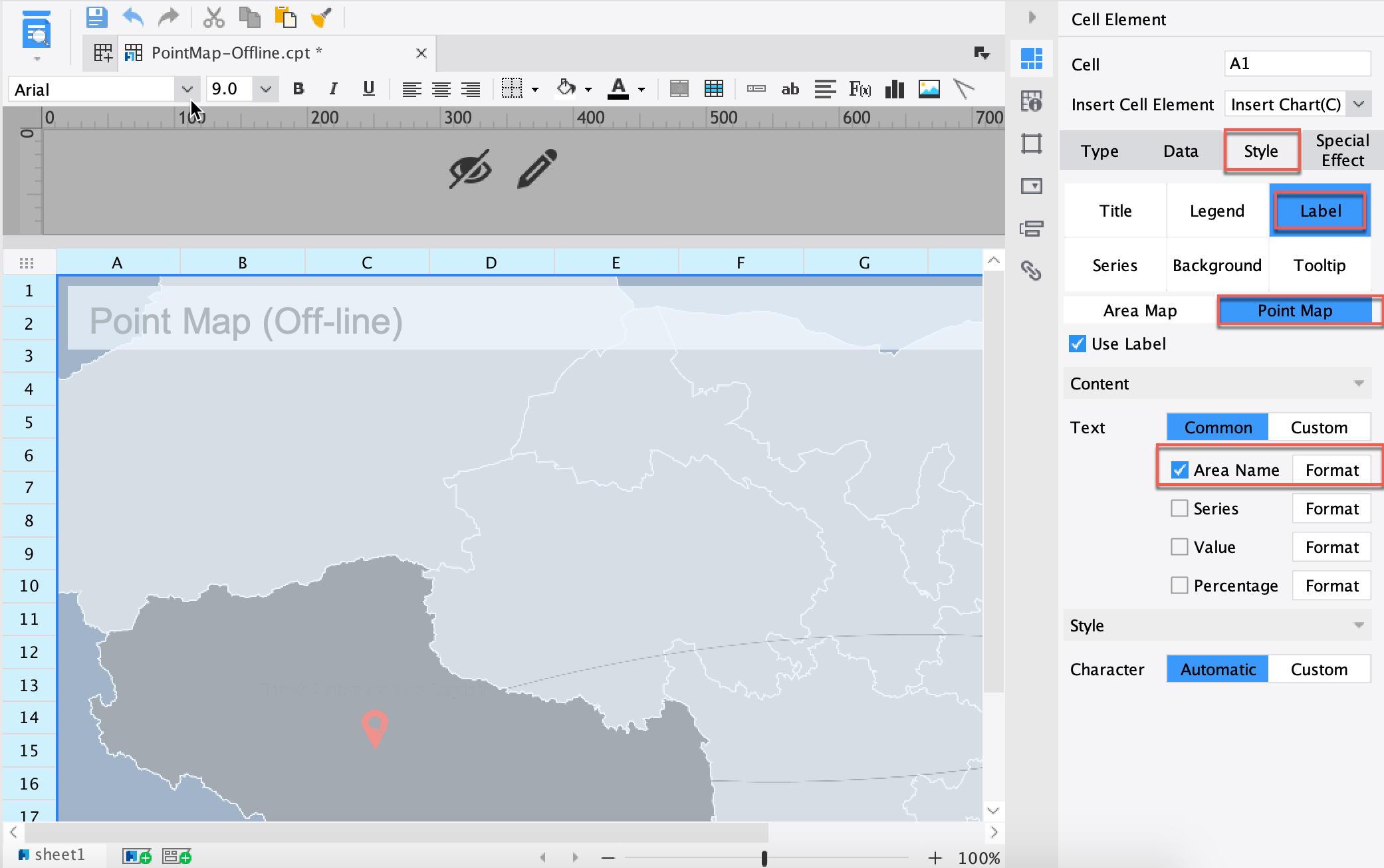 オフラインポイント地図- FineReport Help Document